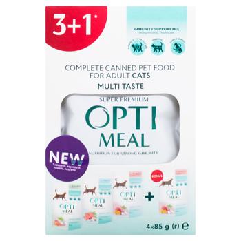 Optimeal Wet Food with Different Tastes for Adult Cats 3+1pcs x 85g - buy, prices for MasterZoo - photo 3