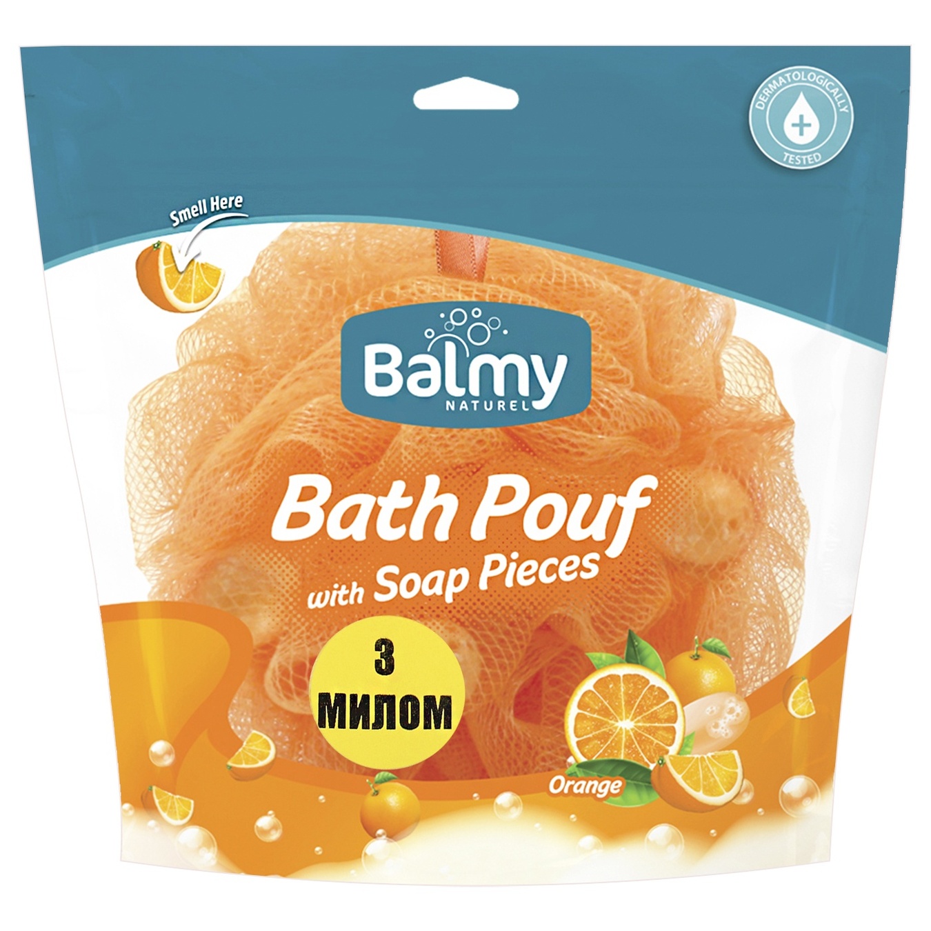 

Мочалка с кусочками мыла Balmy Naturel Апельсин