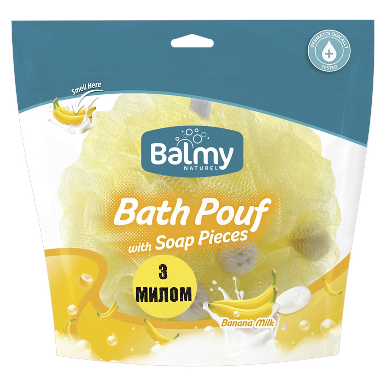 

Мочалка с кусочками мыла Balmy Naturel Банановое молоко