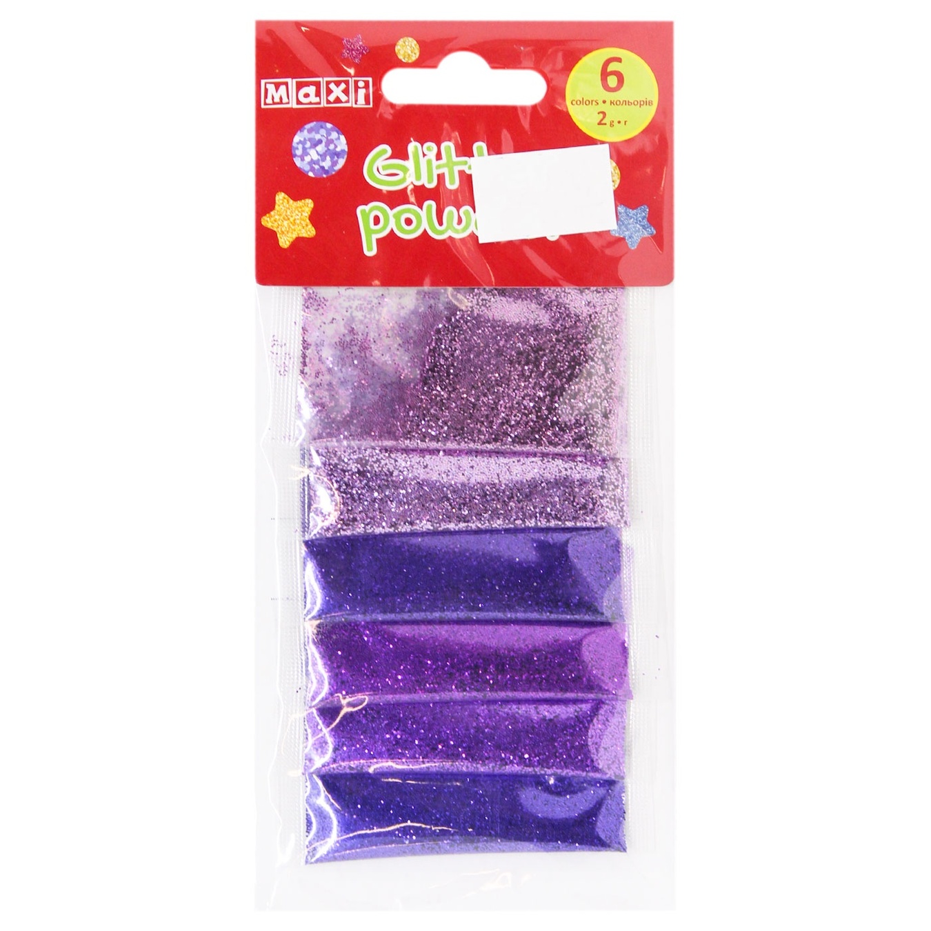 

Блестки Maxi для декорирования 6 цветов по 2г