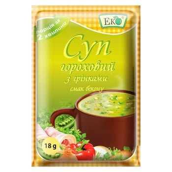 Суп Эко гороховый с гренками и беконом 18г - купить, цены на Auchan - фото 1