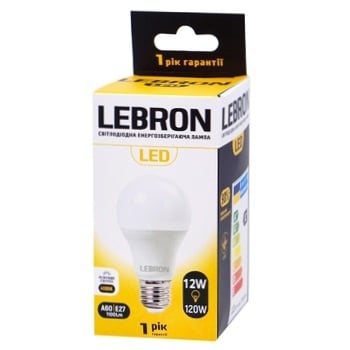 Лампа Lebron светодиодная A60 12W Е27 4100K - купить, цены на Auchan - фото 2