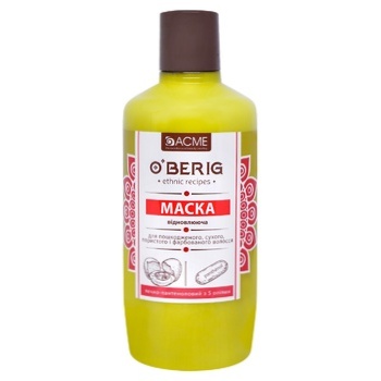 O'Berig Restorative Egg-Panthenol Mask-oil with 5 Oils for Damaged Dry Porous and Colored Hair 500ml - buy, prices for NOVUS - photo 1