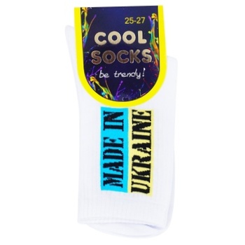 Носки Cool Socks Патриотические Made in Ukraine высокие белые размер 25-27 - купить, цены на - фото 1