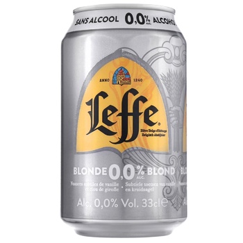 Пиво Leffe безалкогольне світле з/б 0.33л - купити, ціни на Auchan - фото 1