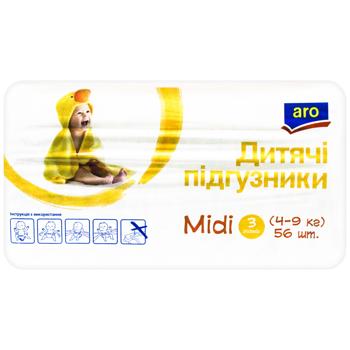 Aro Diapers Midi 3 4-9kg 56pcs - buy, prices for METRO - photo 1