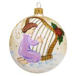 Polymer Angel with Harp Glass Christmas Ball 90mm