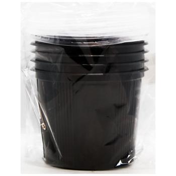 Inpak Round Black Container with Lid 5pcs 500ml - buy, prices for MegaMarket - photo 1