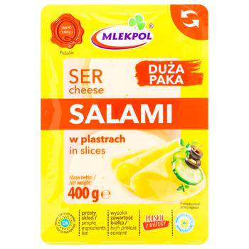 Сир Mlekpol Salami нарізаний 400г - купити, ціни на Торба - фото 1