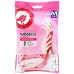 Перчатки хозяйственные Auchan для мытья посуды М