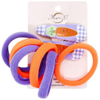 Mari N. Set of Kid's Hair Clips with Print and Elastic Bands 8pcs in assortment - buy, prices for - photo 3