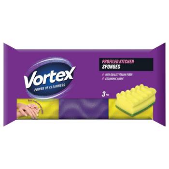 Губки кухонные Vortex профилированные 3шт
