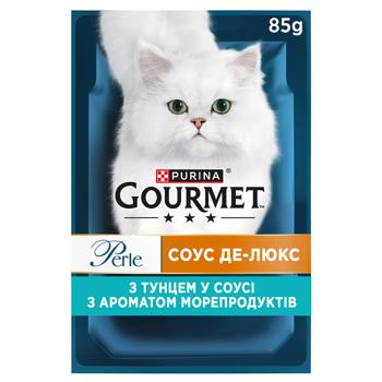 Корм вологий Gourmet Perle Соус Де-Люкс з тунцем для дорослих котів 85г - купити, ціни на MasterZoo - фото 2