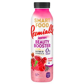 Йогурт Premialle Smart Food Вeauty Booster малина-гранат-чіа 1,3% 290г - купити, ціни на Ідеал - фото 1
