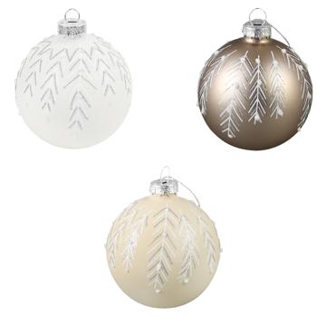 Koopman Christmas Ball with Leaves 8cm in Assortment