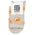 Шкарпетки жіночі PremierSocks класичні Love me серця і песики, бежеві, р.23-25