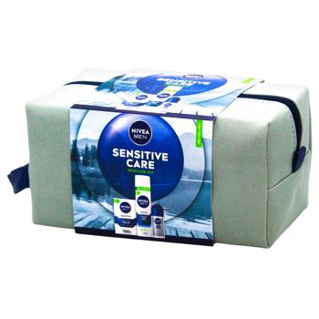 Набор косметический Nivea Men Sensitive Care Бальзам после бритья 100мл + Гель для бритья 200мл + Антиперспирант 50мл + Косметичка - купить, цены на - фото 4