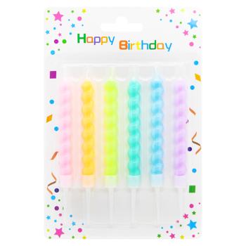 Multicolored Spirals Cake Candles 6pcs