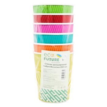 Ecofuture 2-ply Gaffro Rainbow Paper Disposable Cups 250ml 6pcs - buy, prices for EKO Market - photo 1