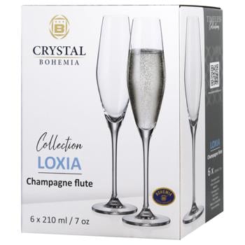 Bohemia Loxia Sparkling Wine Glass Set 210ml 6pcs - buy, prices for AlcoHub - photo 1