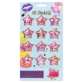 Набір для творчості Besties Зірка 3D наліпки з блискітками 12шт - купити, ціни на Таврія В - фото 1