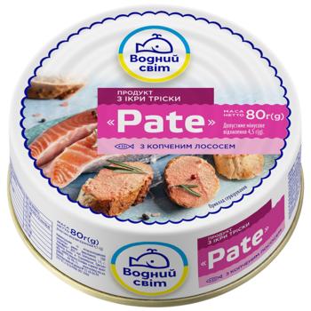 Продукт з ікри тріски Водний Світ Pate з копченим лососем 80г - купити, ціни на Епіцентр FOOD - фото 1