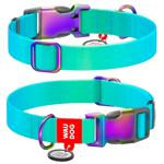 Waudog Nylon Recycled Dog Collar with QR Passport 28-40cm/20mm Gradient Blue