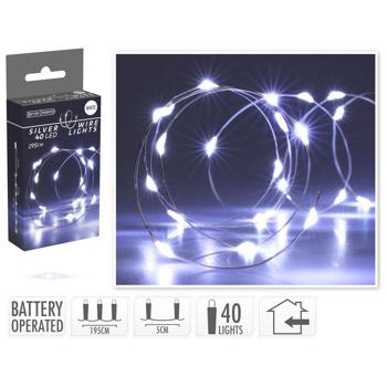 White Silver Wire Lights 40LED 195cm - buy, prices for METRO - photo 1