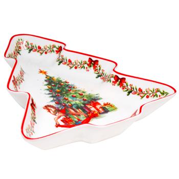 Блюдо порцелянове у формі ялинки Різдвяна ялинка 30.5см 498-320 BONADI 1 шт - купити, ціни на WINETIME - фото 2