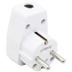 Вилка угловая белая с выключателем 16А