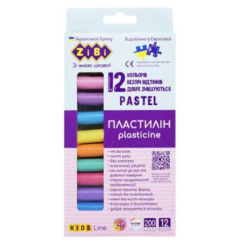 Пластилин ZiBi Kids Line Pastel 8 пастель 4 глиттер 12 цветов - купить, цены на МегаМаркет - фото 1