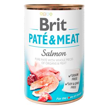 Вологий корм для собак Brit Pate & Meat Salmon 400 г (курка та лосось) - купить, цены на MasterZoo - фото 1