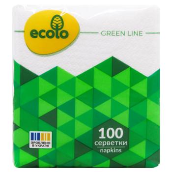 Серветки столові Ecolo одношарові білі 24*24см 100шт - купити, ціни на NOVUS - фото 1