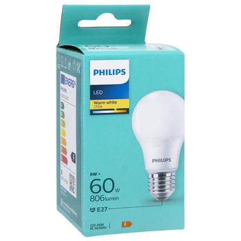 Лампа LED Philips 60W A60 E27 WW 230V FRND1PF/6DISC 2700К - купить, цены на КОСМОС - фото 2