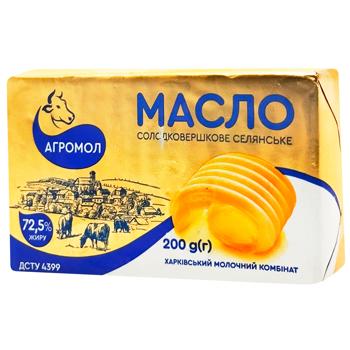 Масло Агромол Селянское сладкосливочное 72,5% 200г