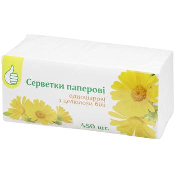 Салфетки Auchan бумажные однослойные белые 450шт - купить, цены на Auchan - фото 1