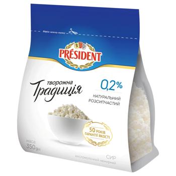 Сир кисломолочний President Творожна традиція нежирний 0,2% 350г - купити, ціни на NOVUS - фото 1