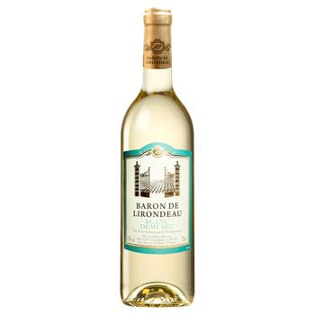 Вино Baron de Lirondeau біле напівсухе 11% 0,75л - купити, ціни на МегаМаркет - фото 1