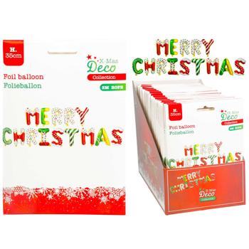 Растяжка Merry Christmas надувные буквы 35см - купить, цены на Auchan - фото 1