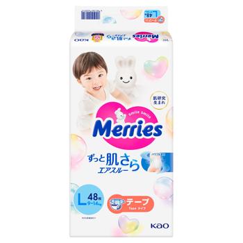 Подгузники Merries L 9-14кг 48шт - купить, цены на КОСМОС - фото 1