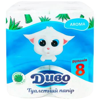 Туалетная бумага Диво Aroma Алое Вера белая целлюлозная 2-слойная 8шт