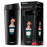 Термокухоль Ardesto Coffee Time Reindeer 450мл чорний