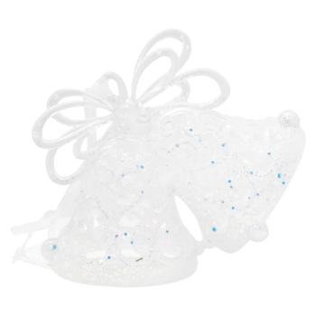 Подвеска ёлочная Колокольчики 11*9см серебряные блестки - купить, цены на КОСМОС - фото 1