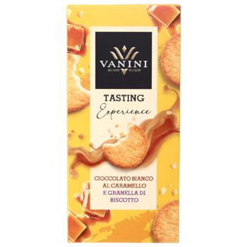 Шоколад белый Vanini Tasting Experience с карамелизированным сахаром и измельченным печеньем 100г - купить, цены на Эпицентр FOOD - фото 1
