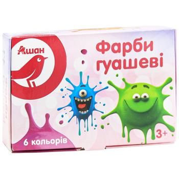 Краски гуашевые Auchan 6шт по 10мл - купить, цены на Auchan - фото 3