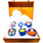 Набір новорічних куль в дерев'яній коробці Диканьські вечори синій Різдвяні Історії 1 шт