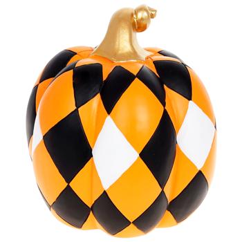 Bona Di Pumpkin Rhombus Decor 23cm Black with Orange