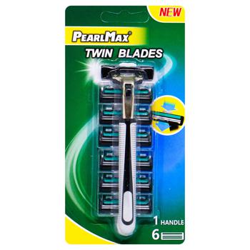 PearlMax Twin Blades Disposable Razor with Interchangeable Blades 6pcs - buy, prices for EKO Market - photo 1