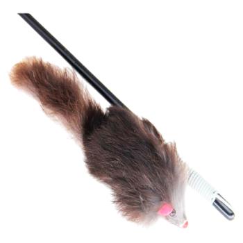 Вудочка Nunbell для кота з сірою мишкою з пір'ям та брязкальцем - купити, ціни на Grono - фото 1