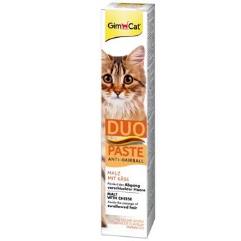 Ласощі для котів GimCat Duo Paste Anti-Hairball паста з мальт та сиром для чутливого травлення 50г - купити, ціни на Auchan - фото 1